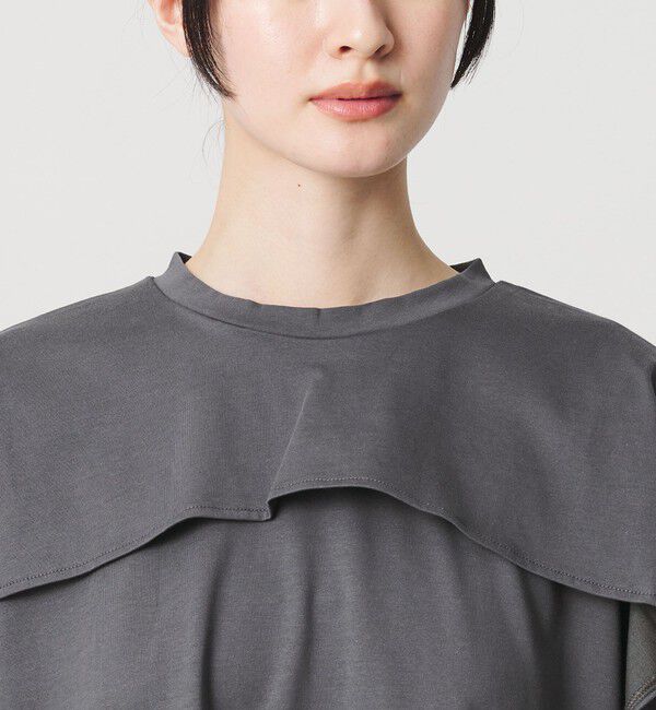 BEAUTY&YOUTH UNITED ARROWS「【WEB限定 Wardrobe DAILY MINIMAL】ケープフリル ショートスリーブプルオーバー UVカット 接触冷感」|Tシャツ・カットソー|