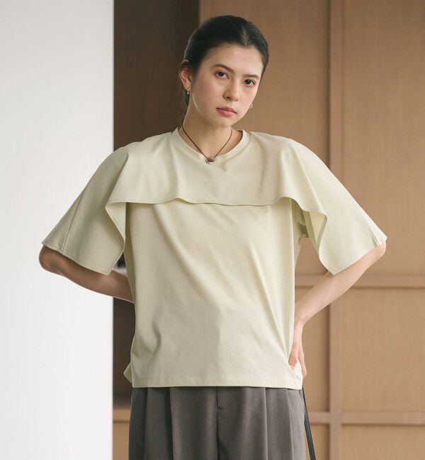 BEAUTY&YOUTH UNITED ARROWS「【WEB限定 Wardrobe DAILY MINIMAL】ケープフリル ショートスリーブプルオーバー UVカット 接触冷感」|Tシャツ・カットソー|