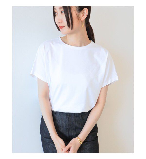 Demi-Luxe BEAMS 「ATON / スビンコットン キャップスリーブ Tシャツ」|Tシャツ・カットソー|WHITE