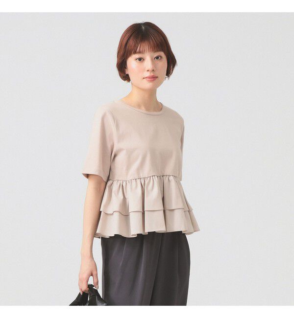 Ray BEAMS 「ティアード キリカエ クルーネック Tシャツ」|Tシャツ・カットソー|BEIGE