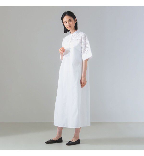 Demi-Luxe BEAMS 「TICCA / レース ハーフスリーブ シャツワンピース」|ワンピース|