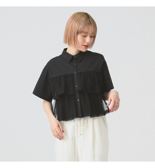 Ray BEAMS 「シアー ティアード クロップド シャツ」|シャツ・ブラウス|
