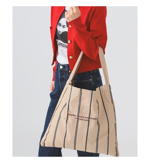 Ray BEAMS 「【WEB限定】beej / ワンショルダー バッグ ストライプ」|トートバッグ|BEIGE