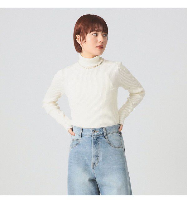 Ray BEAMS 「14ゲージ リブ タートル ネック ニット」|ニット・セーター|OFF WHITE