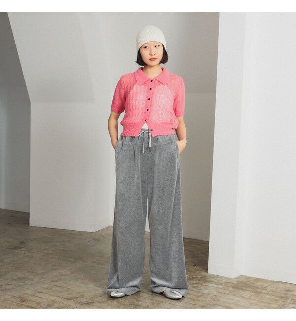 Ray BEAMS 「シャギー メッシュ ポロ カーディガン」|ニット・セーター|