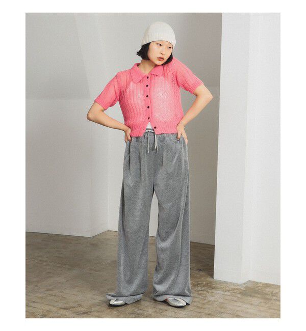 Ray BEAMS 「シャギー メッシュ ポロ カーディガン」|ニット・セーター|