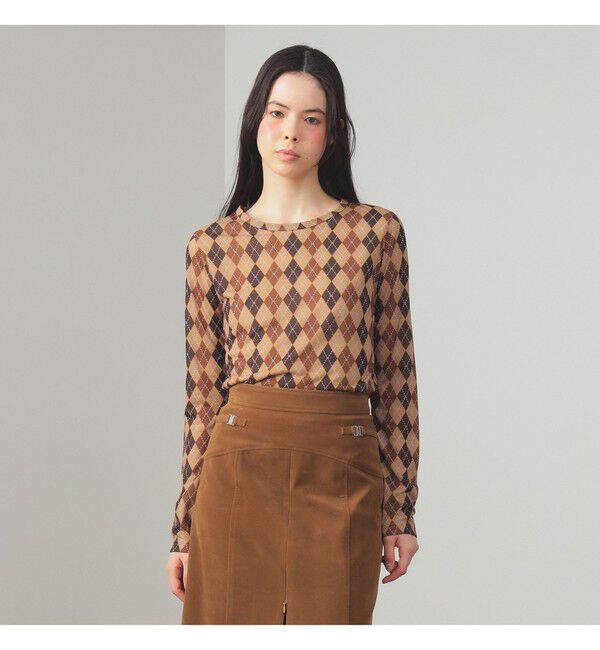 Ray BEAMS 「アーガイルプリント クルーネック トップス」|その他|BROWN