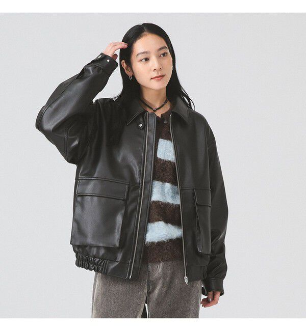 Ray BEAMS 「フェイクレザー フライト ジャケット」|ブルゾン・スタジャン|