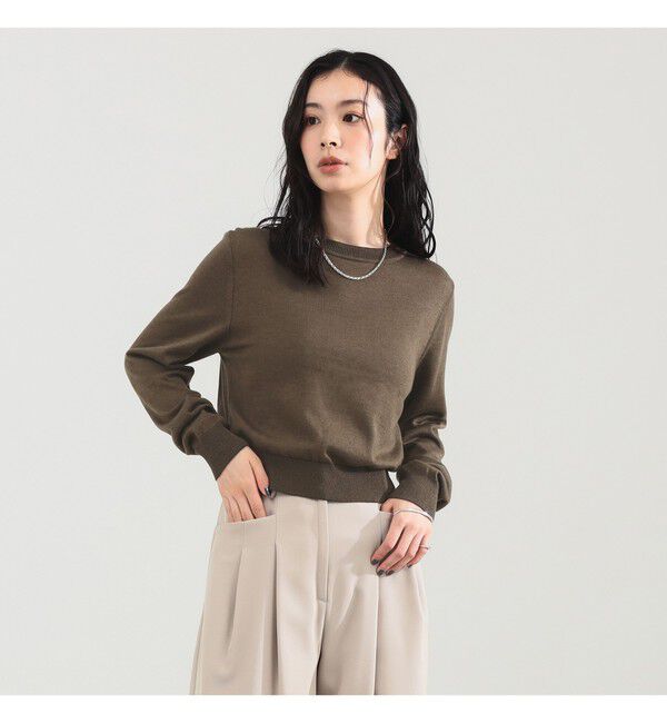 Demi-Luxe BEAMS 「TAN / テンセルウール ロングスリーブ Tシャツ」|ニット・セーター|BROWN