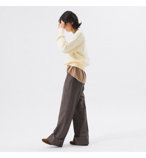 BEAMSBOY「チェック ロング ダブルヘム スラックス」|スラックス|