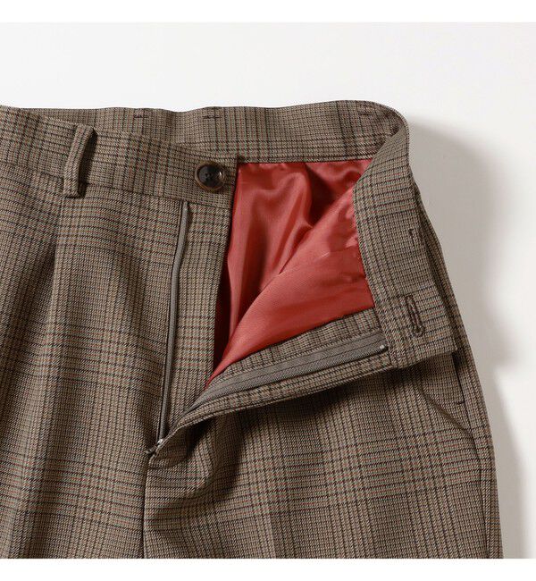 BEAMSBOY「チェック ロング ダブルヘム スラックス」|スラックス|