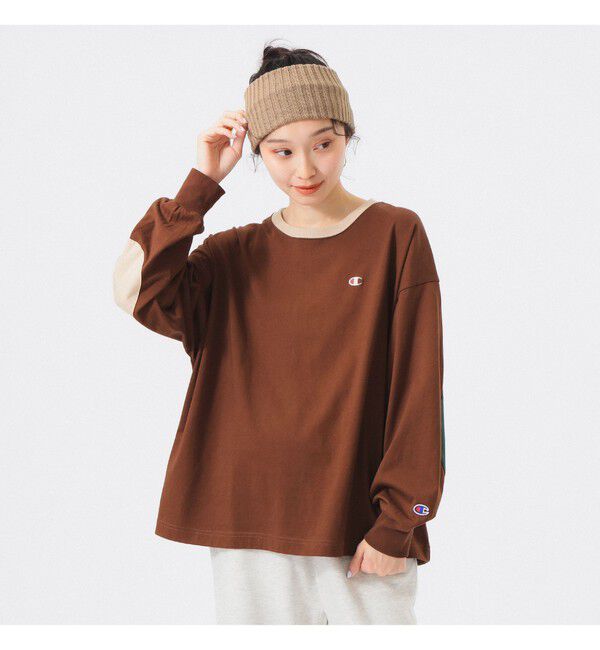 BEAMSBOY「【別注】Champion / エルボーパッチ Tシャツ」|Tシャツ・カットソー|BROWN