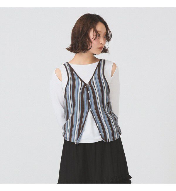 Ray BEAMS 「マルチストライプ ニット キャミソール」|キャミソール|BLUE