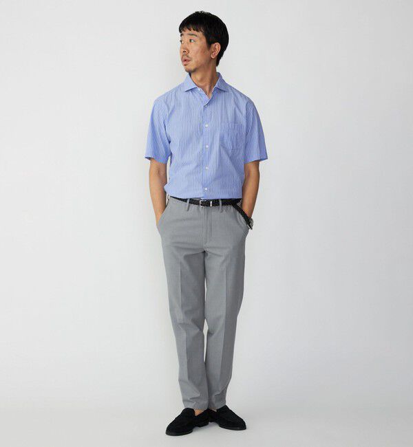 SHIPS「SHIPS: ボイル セミワイドカラー ストライプ ショートスリーブ シャツ」|シャツ・ブラウス|