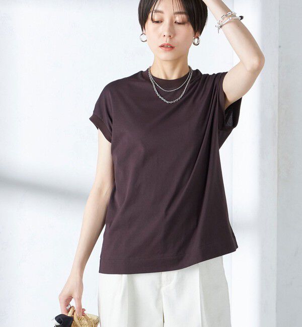 SHIPS for women「SHIPS Primary Navy Label: ニュー スヴィン コットン フレンチ スリーブ」|タンクトップ|ブラウン