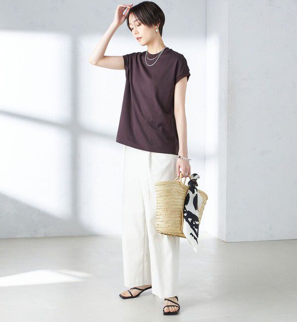 SHIPS for women「SHIPS Primary Navy Label: ニュー スヴィン コットン フレンチ スリーブ」|タンクトップ|
