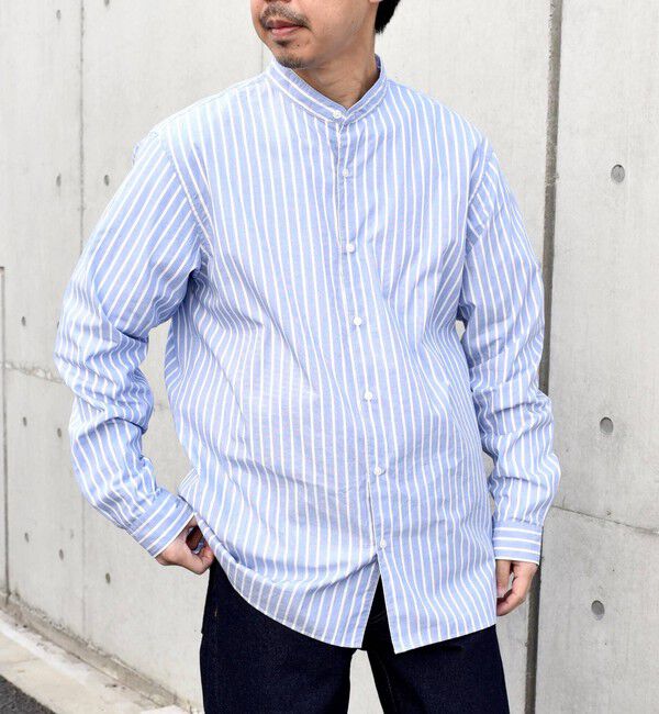SHIPS any「SHIPS any: ストライプ / ソリッド リラックス バンドカラー シャツ 25AW◇」|シャツ・ブラウス|