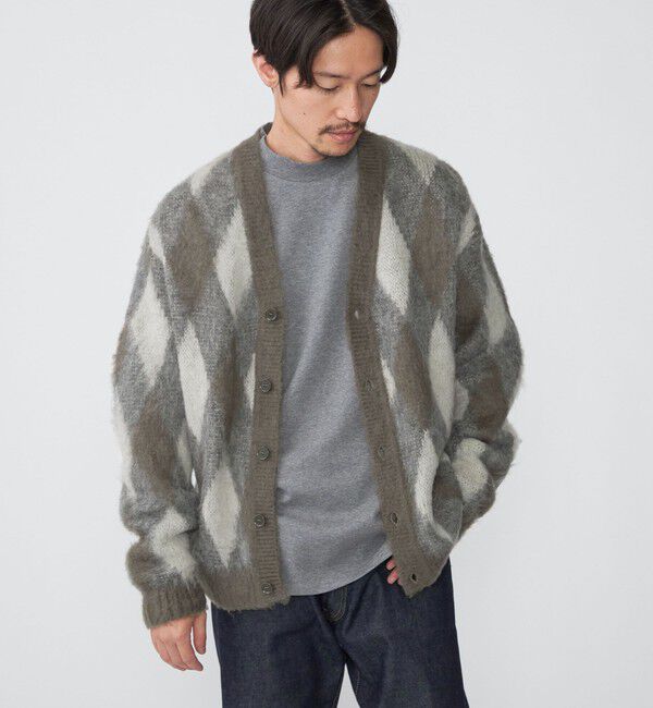 SHIPS「SHIPS: モヘヤ アーガイル Vネック ニット カーディガン」|カーディガン|