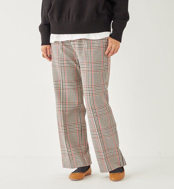 SHIPS Colors 「SHIPS Colors:〈洗濯機可能〉TR チェック タック ワイド パンツ」|スラックス|