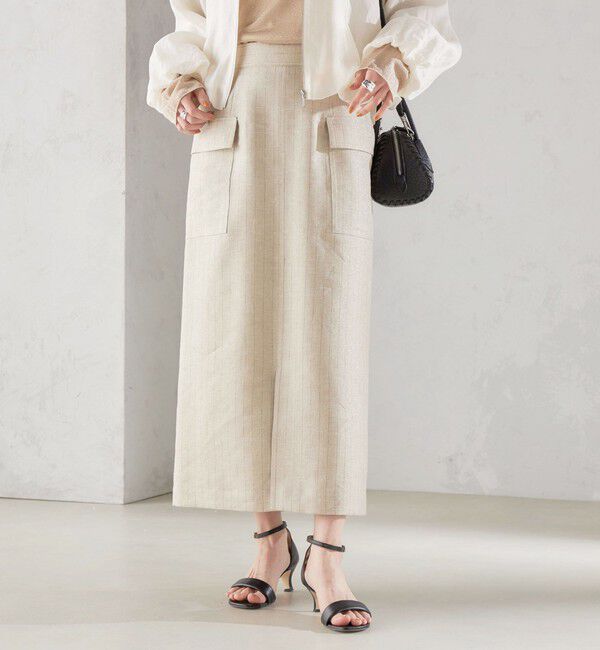 SHIPS for women「麻混 ストライプ 無地 ポケット タイト スカート ◇」|スカート|