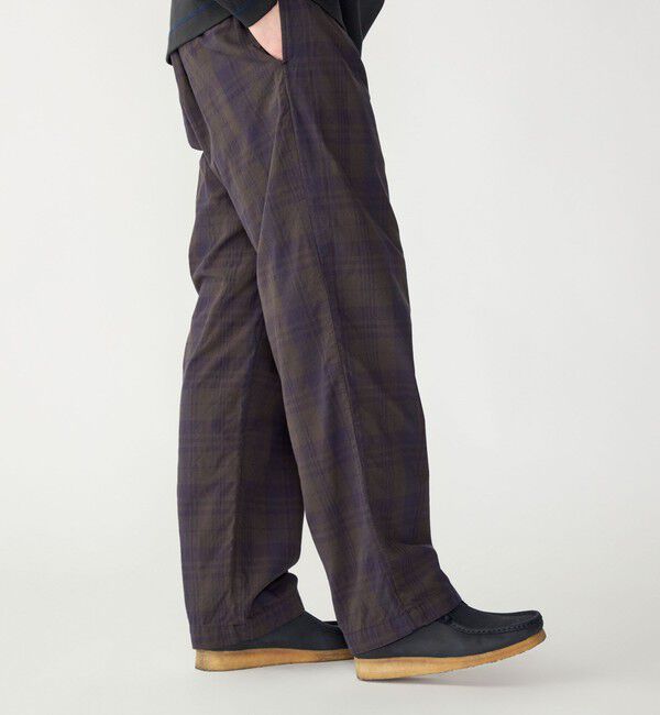 SHIPS「SHIPS: 〈セットアップ対応〉ダークトーン チェック コットン イージー トラウザー」|チノ|