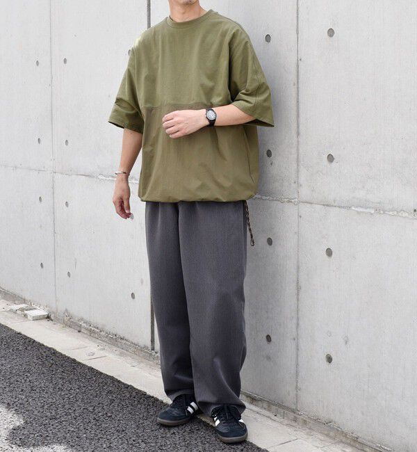 SHIPS any「SHIPS any: コットン / ナイロン コンビ スケアスリーブ スピンドル ワイド Tシャツ◇」|Tシャツ・カットソー|