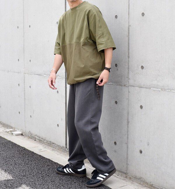 SHIPS any「SHIPS any: コットン / ナイロン コンビ スケアスリーブ スピンドル ワイド Tシャツ◇」|Tシャツ・カットソー|