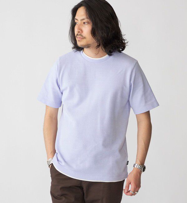 SHIPS「SHIPS: フェイクレイヤード ピケ クルーネック Tシャツ」|Tシャツ・カットソー|ラベンダー