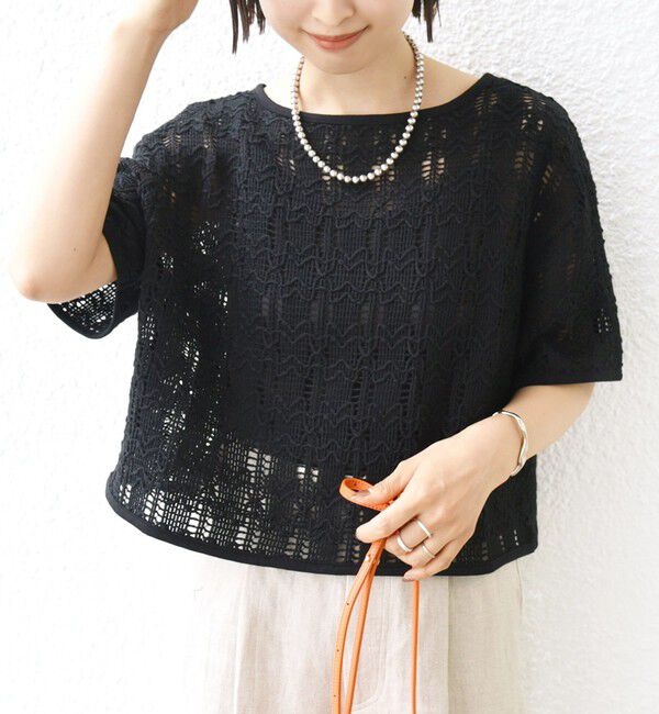 SHIPS for women「〈手洗い可能〉ローゲージ ラッセル 半袖 TEE」|Tシャツ・カットソー|