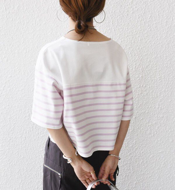 SHIPS for women「〈手洗い可能〉オーガニック 綿 ボーダー ショート スリーブ」|Tシャツ・カットソー|