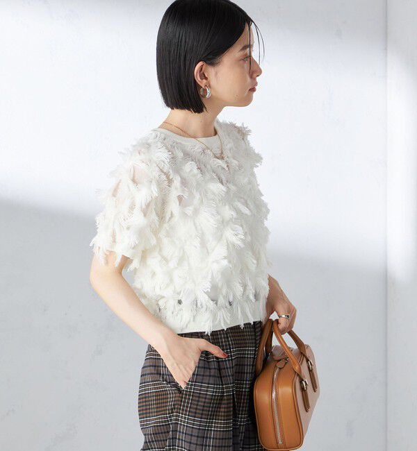 SHIPS for women「〈手洗い可能〉シアー フリンジ ジャカード プルオーバー」|ニット・セーター|