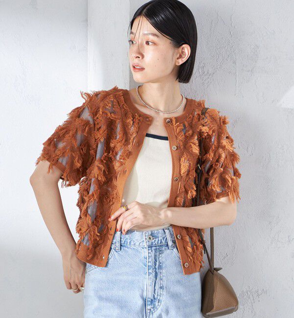 SHIPS for women「〈手洗い可能〉シアー フリンジ ジャカード プルオーバー」|ニット・セーター|