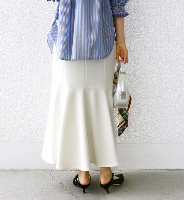 SHIPS for women「〈手洗い可能〉ニット ジョーゼット バック マーメイド スカート」|スカート|