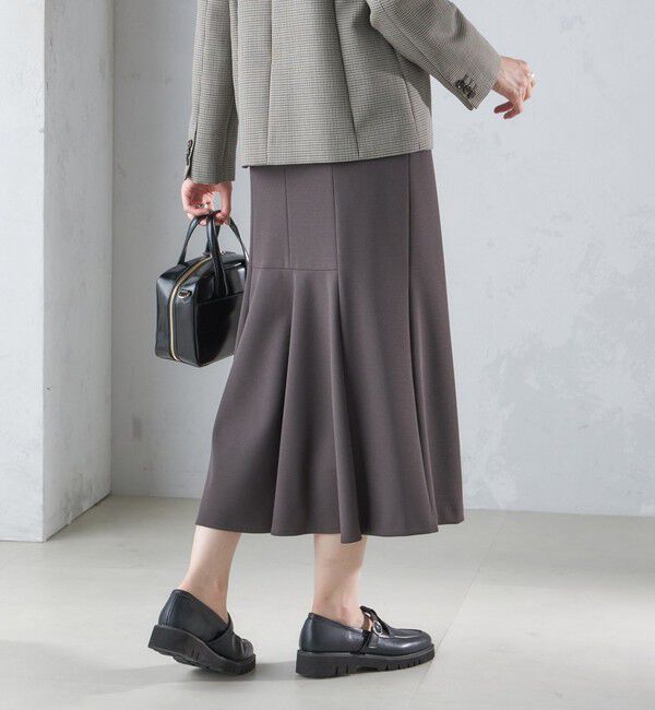 SHIPS for women「〈手洗い可能〉ニット ジョーゼット バック マーメイド スカート」|スカート|ダークグレー