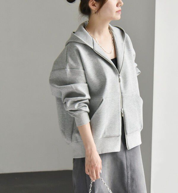 quaranciel「quaranciel:〈洗濯機可能〉ポンチ ダブルジップ スウェット パーカー」|パーカー|ライトグレー