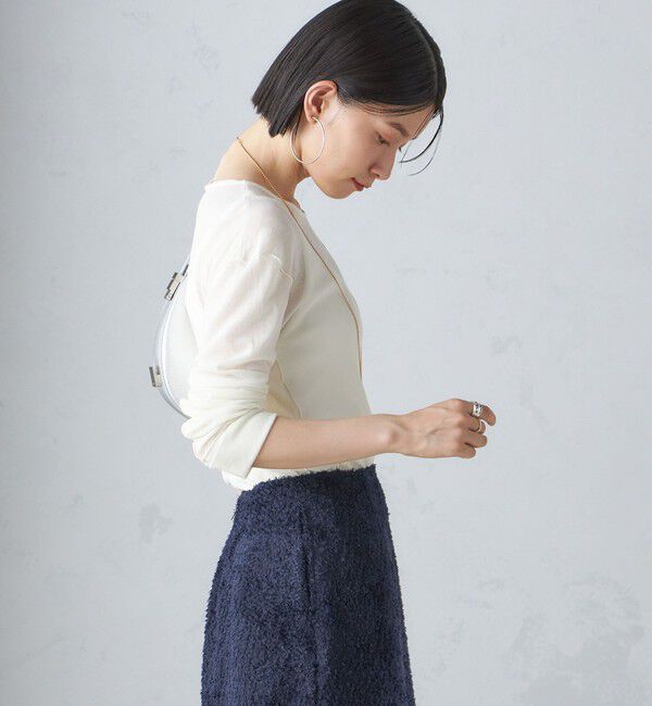 SHIPS for women「〈手洗い可能〉シアー ストレッチ クルーネック プルオーバー」|Tシャツ・カットソー|