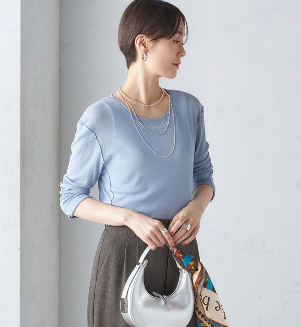 SHIPS for women「〈手洗い可能〉シアー ストレッチ クルーネック プルオーバー」|Tシャツ・カットソー|