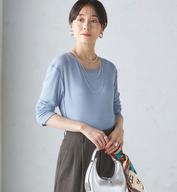 SHIPS for women「〈手洗い可能〉シアー ストレッチ クルーネック プルオーバー」|Tシャツ・カットソー|