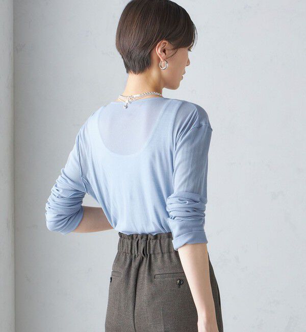 SHIPS for women「〈手洗い可能〉シアー ストレッチ クルーネック プルオーバー」|Tシャツ・カットソー|