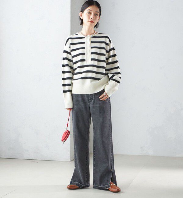 SHIPS for women「〈洗濯機可能〉サイド スリット ストレート デニム」|デニム|