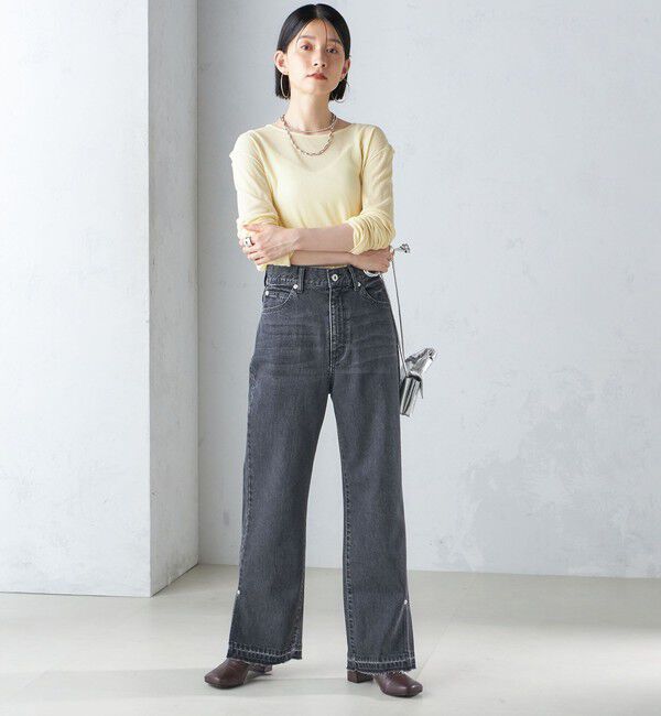 SHIPS for women「〈洗濯機可能〉サイド スリット ストレート デニム」|デニム|
