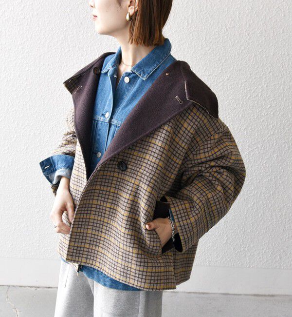 SHIPS any「【WEB限定】SHIPS any: リバー スタンドカラー ポンチョ ショート コート」|その他|