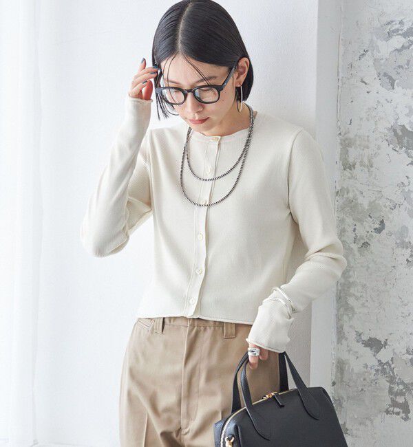 SHIPS for women「〈手洗い可能〉レーヨン ポリ リブ クルーネック カーディガン」|カーディガン|