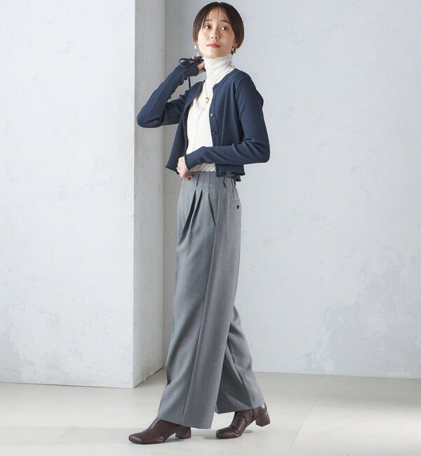 SHIPS for women「〈手洗い可能〉レーヨン ポリ リブ クルーネック カーディガン」|カーディガン|