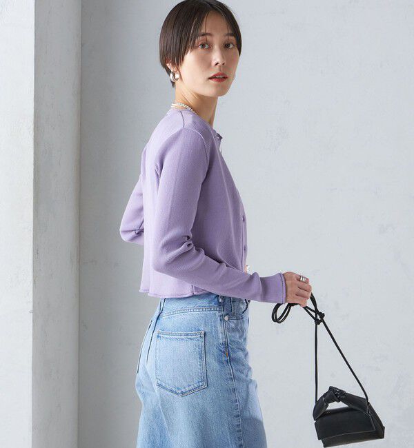 SHIPS for women「〈手洗い可能〉レーヨン ポリ リブ クルーネック カーディガン」|カーディガン|