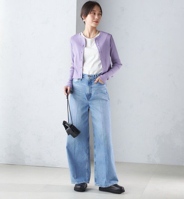 SHIPS for women「〈手洗い可能〉レーヨン ポリ リブ クルーネック カーディガン」|カーディガン|