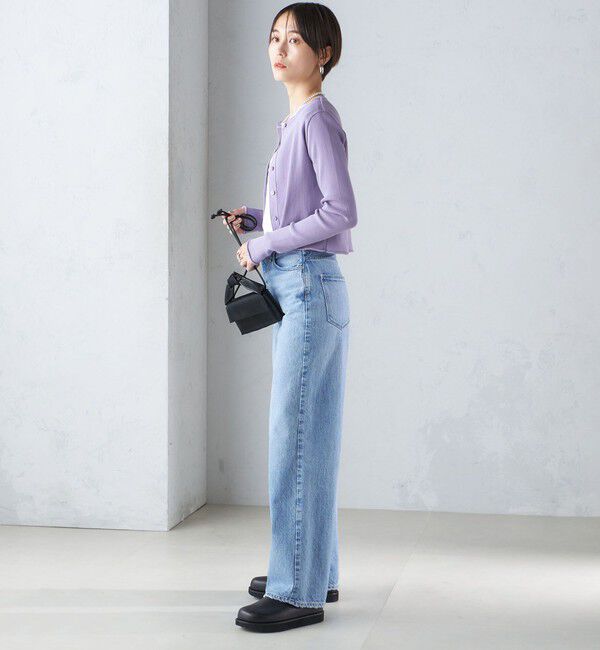 SHIPS for women「〈手洗い可能〉レーヨン ポリ リブ クルーネック カーディガン」|カーディガン|