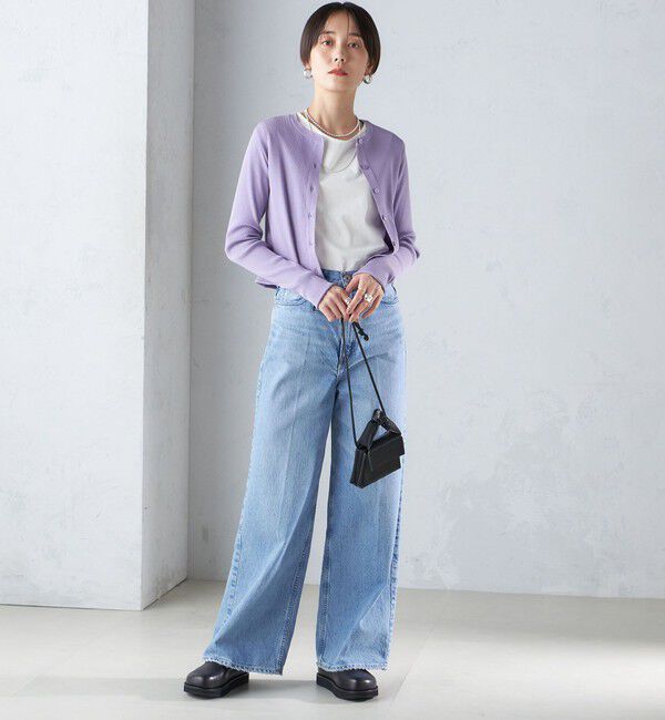 SHIPS for women「〈手洗い可能〉レーヨン ポリ リブ クルーネック カーディガン」|カーディガン|