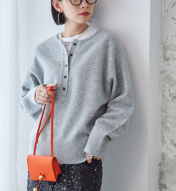 SHIPS for women「〈手洗い可能〉7G ウール カシミヤ ヘンリーネック 2WAY プルオーバー」|ニット・セーター|グレー系