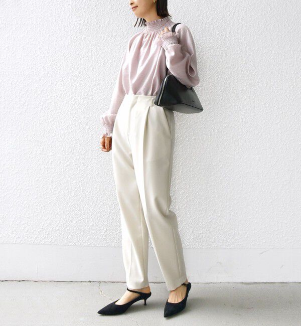 SHIPS for women「〈洗濯機可能〉シャーリング ネック 長袖 ブラウス」|シャツ・ブラウス|